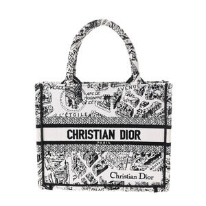 CHRISTIAN DIOR Book Tote White Black Canvas Bag